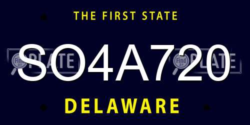 SO4A720 Delaware License Plate