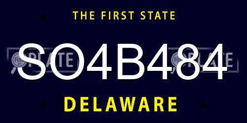 SO4B484 Delaware License Plate
