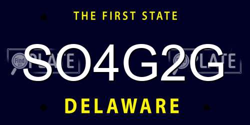 SO4G2G Delaware License Plate