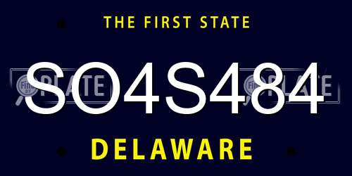 SO4S484 Delaware License Plate