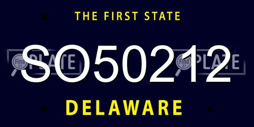 SO50212 Delaware License Plate