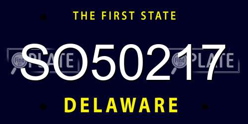 SO50217 Delaware License Plate