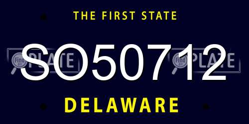 SO50712 Delaware License Plate