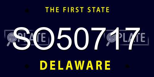 SO50717 Delaware License Plate