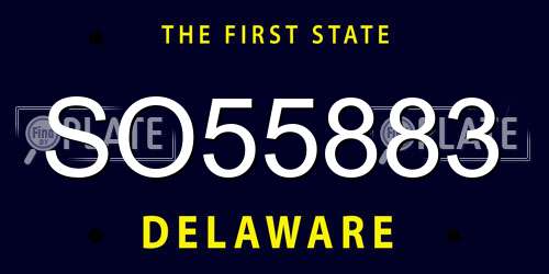 SO55883 Delaware License Plate