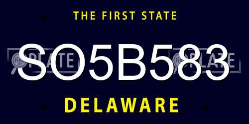 SO5B583 Delaware License Plate