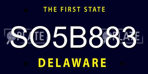 SO5B883 Delaware License Plate