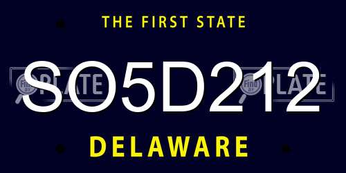 SO5D212 Delaware License Plate