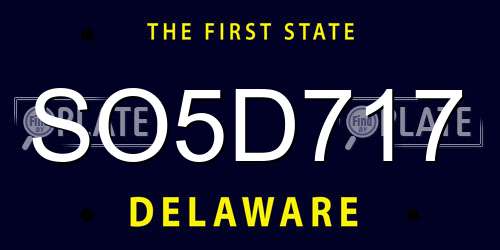 SO5D717 Delaware License Plate