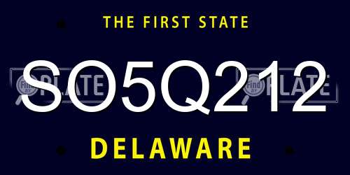 SO5Q212 Delaware License Plate