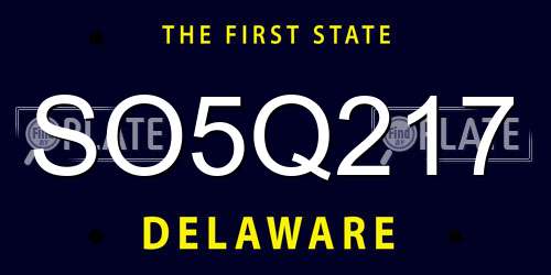 SO5Q217 Delaware License Plate