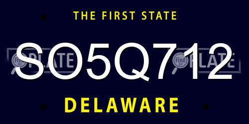 SO5Q712 Delaware License Plate