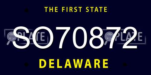 SO70872 Delaware License Plate