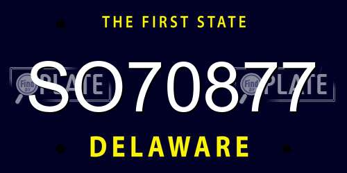 SO70877 Delaware License Plate
