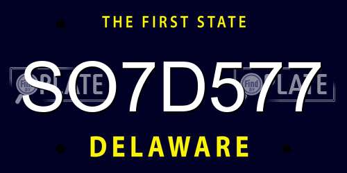 SO7D577 Delaware License Plate