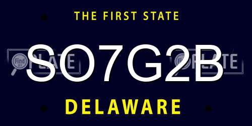 SO7G2B Delaware License Plate