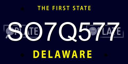 SO7Q577 Delaware License Plate