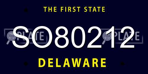 SO80212 Delaware License Plate