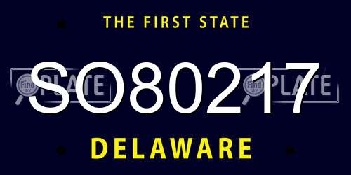 SO80217 Delaware License Plate