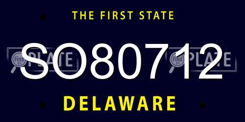 SO80712 Delaware License Plate