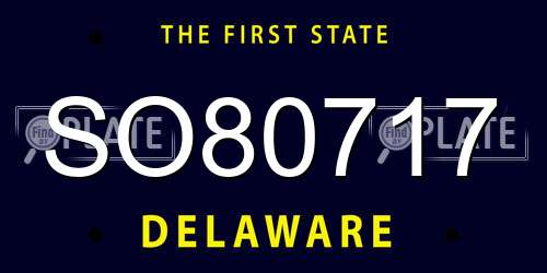 SO80717 Delaware License Plate