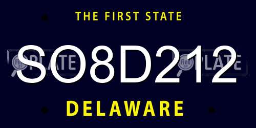 SO8D212 Delaware License Plate