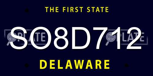 SO8D712 Delaware License Plate