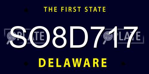 SO8D717 Delaware License Plate