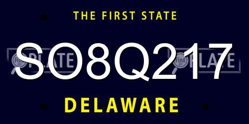 SO8Q217 Delaware License Plate