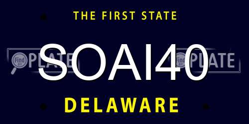 SOAI40 Delaware License Plate