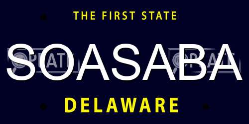 SOASABA Delaware License Plate
