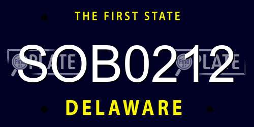SOB0212 Delaware License Plate