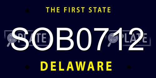 SOB0712 Delaware License Plate