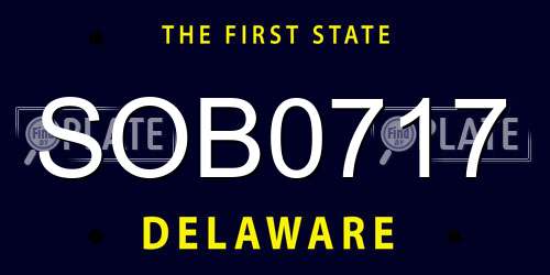 SOB0717 Delaware License Plate