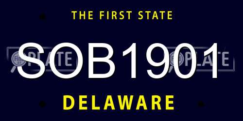 SOB1901 Delaware License Plate