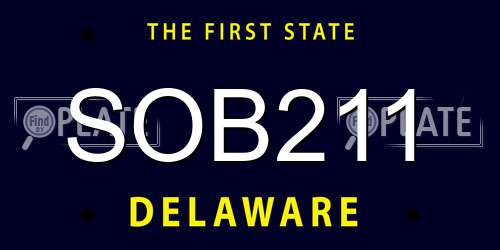 SOB211 Delaware License Plate