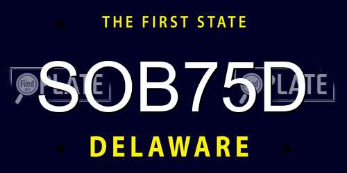 SOB75D Delaware License Plate