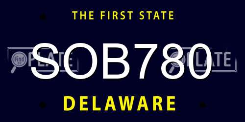 SOB780 Delaware License Plate