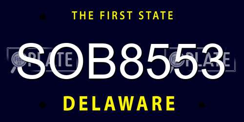 SOB8553 Delaware License Plate