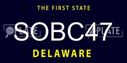 SOBC47 Delaware License Plate