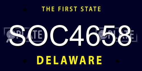 SOC4658 Delaware License Plate