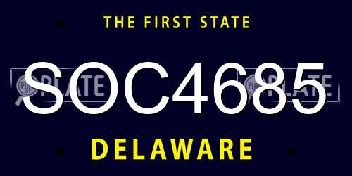 SOC4685 Delaware License Plate