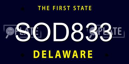 SOD833 Delaware License Plate