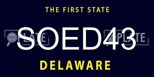 SOED43 Delaware License Plate