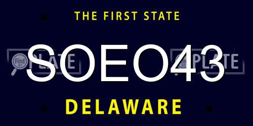 SOEO43 Delaware License Plate
