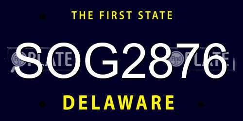 SOG2876 Delaware License Plate