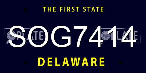 SOG7414 Delaware License Plate