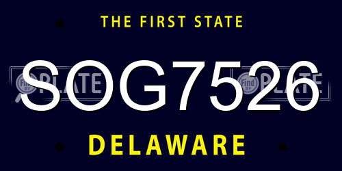 SOG7526 Delaware License Plate