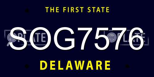 SOG7576 Delaware License Plate