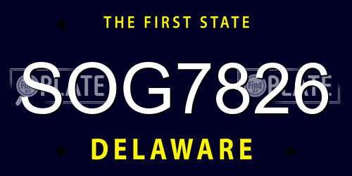 SOG7826 Delaware License Plate